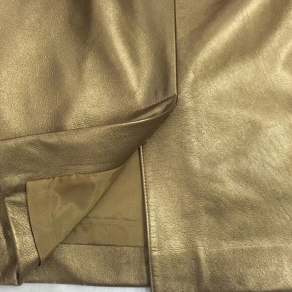 Dana Buchman faux leather Golden Skirt 2 Petite - Picture 3 of 9